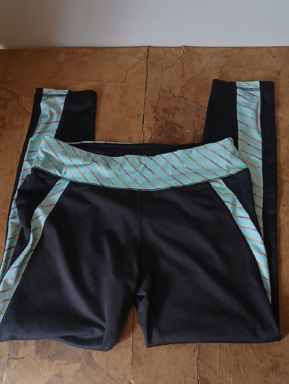tek gear Charcoal Gray Activewear with Light Blue Trim Women's L